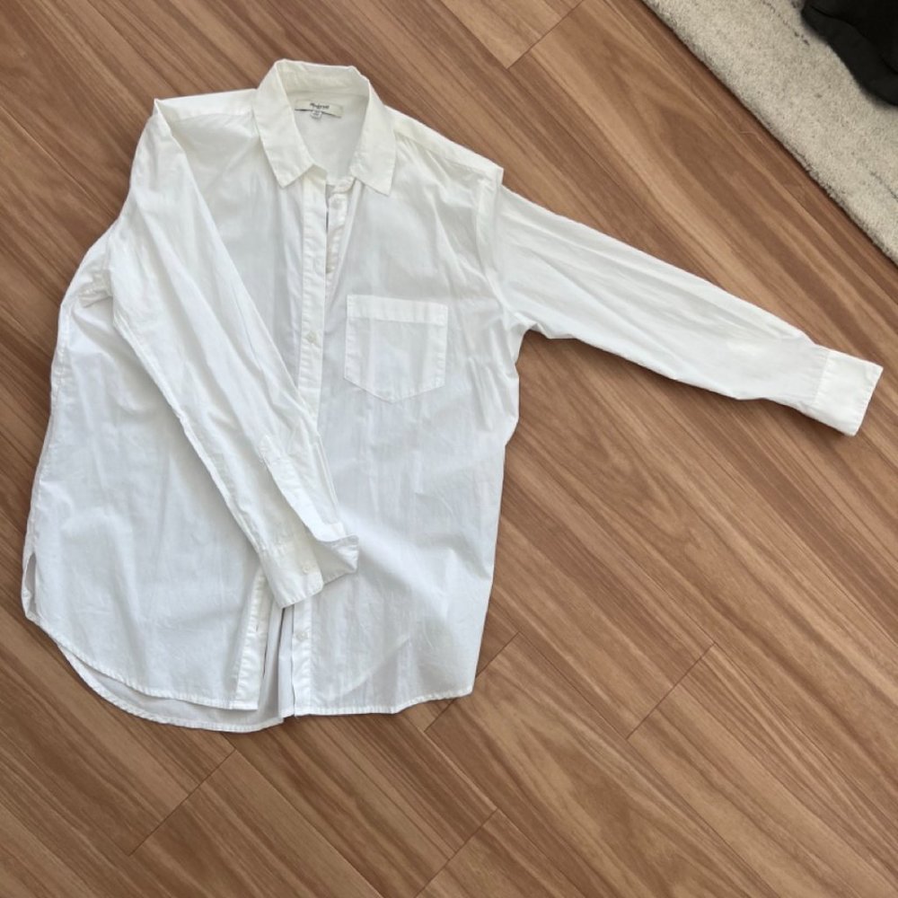 Madewell White Boxy Collared Shirt, size XS